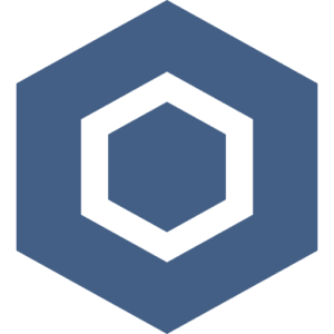 Blue hexagon logo with a smaller black hexagon inset in the center.