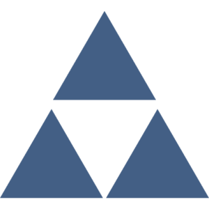 Three blue triangles arranged to form a larger triangle with a central hollow inverted triangle.