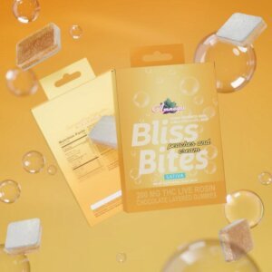 Bliss Bites 200mg Hash Rosin Chocolate Layered Gummies Peaches Cream product image