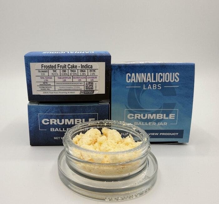Cannalicious 7g Crumble Baller Jar Frosted Fruit Cake Cannalicious 7g Crumble Baller Jar Frosted Fruit Cake product image