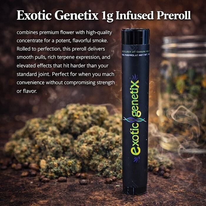 Exotic Genetix 1g Infused Preroll Cherry Cosmo Exotic Genetix 1g Infused Preroll Cherry Cosmo product image