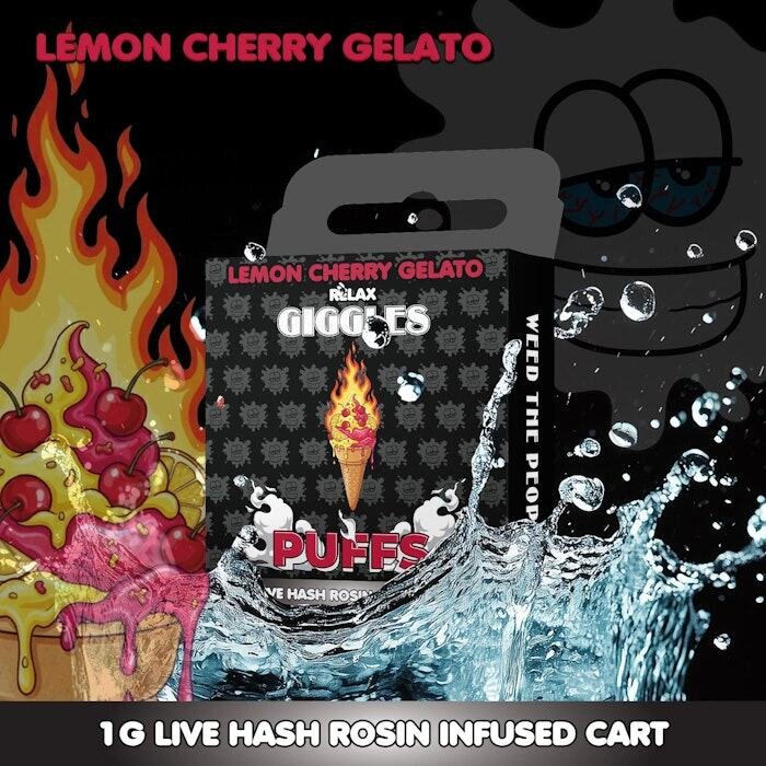 Giggles 1g Live Rosin Cart Lemon Cherry Gelato Giggles 1g Live Rosin Cart Lemon Cherry Gelato product image