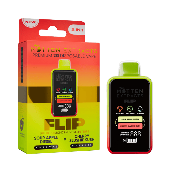 Mitten Extracts 2g Flip Disposable Sour Apple Diesel Cherry Slushie Kush S H Mitten Extracts 2g Flip Disposable Sour Apple Diesel Cherry Slushie Kush S H product image