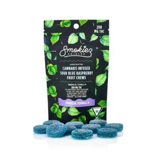 Smokiez 200mg Gummies Sour Blue Raspberry Indica product image